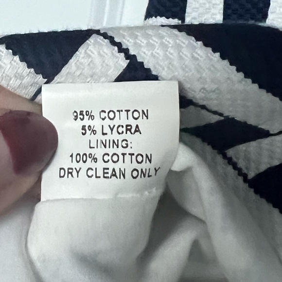 Britt Ryan Navy and White Geometric Pattern Strapless Dress Size 8 - Picture 5 of 5